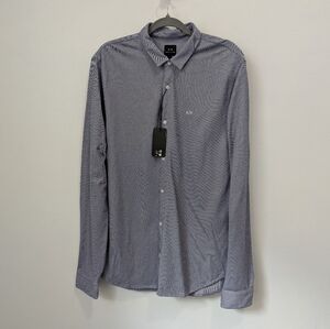 Armani Slim Blue Stretch Longsleeve Top Size XL Relaxed Fit